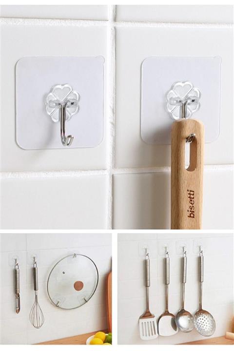 POLENNSTORE Kendinden Yapışkanlı Şeffaf Askı 5'li Set