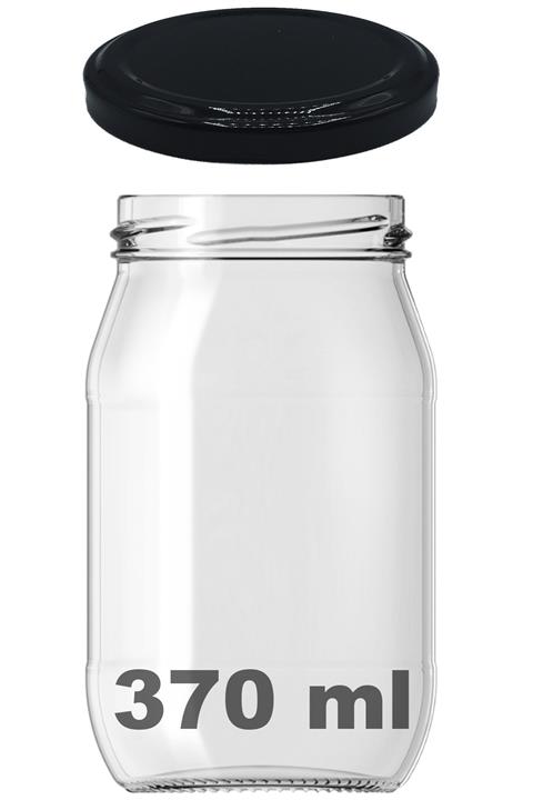 Afracam 370 Ml Metal Siyah Kapaklı Şeffaf Cam Kavanoz