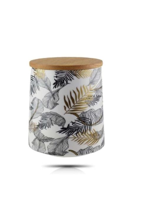 Cooker 10,5 Cm Porselen Bambu Kapaklı Kavanoz Ckr2703