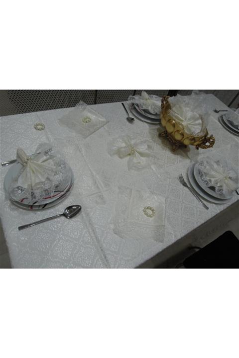 ladantela Damask Kdk Sofra Takımı Krem