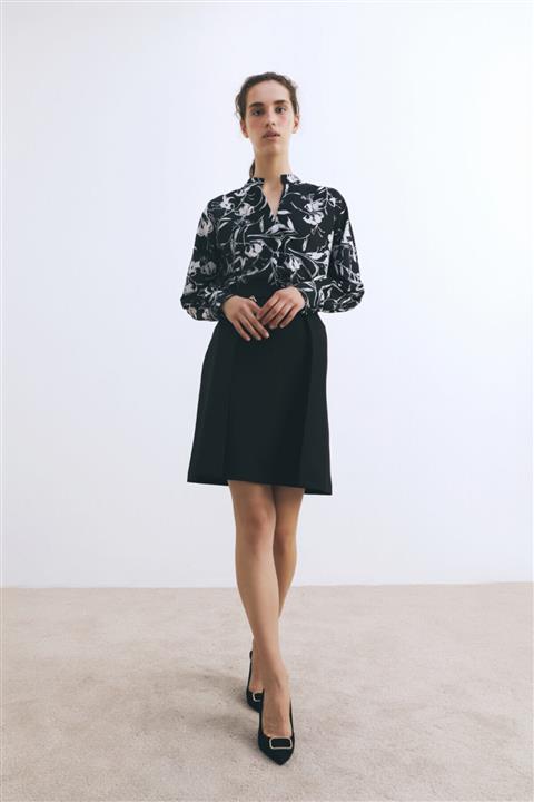 W Collection Siyah Fermuar Detaylı Etek