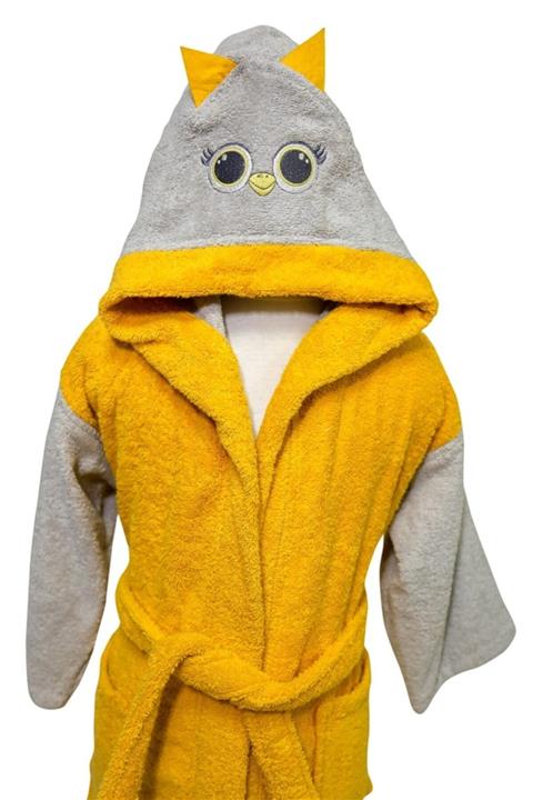 Braca Home Baykuş Çocuk Bornoz Sarı 3-4 Yaş