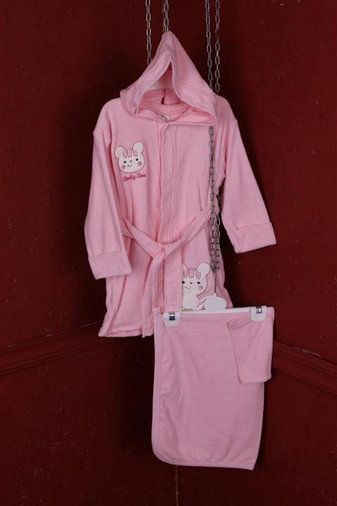 Nezia Arts Kız Bebek Pembe Baskılı Bornoz