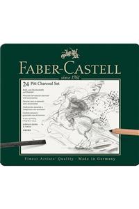 Faber Castell Metal Kutu Pıtt Işlenmiş Kömür Kalem Seti 24 Parça