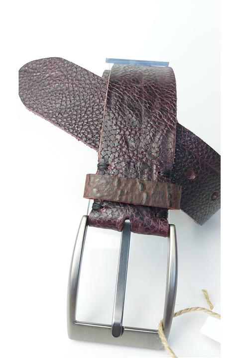 SeSi Vişne Yılan Derisi Desenli Hakiki Deri Kemer