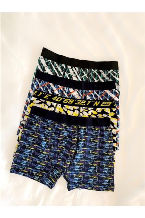 Koza Karışık Desen 4'lü Elastan Spor Boxer