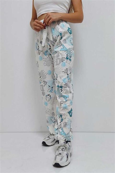 Laviyosa Dijital Baskılı Pijama Altı Beyaz