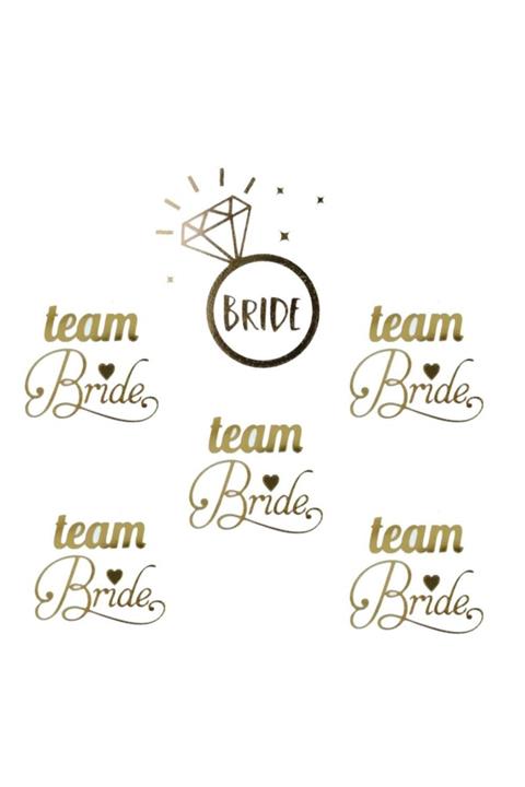 Kelebek Oyuncak Bride To Be-team Bride Altın (Gold) Dövme - 6 Adet