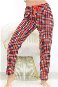 MODA CAN ZEHRA Polar Pijama Altı Kırmızı kareli