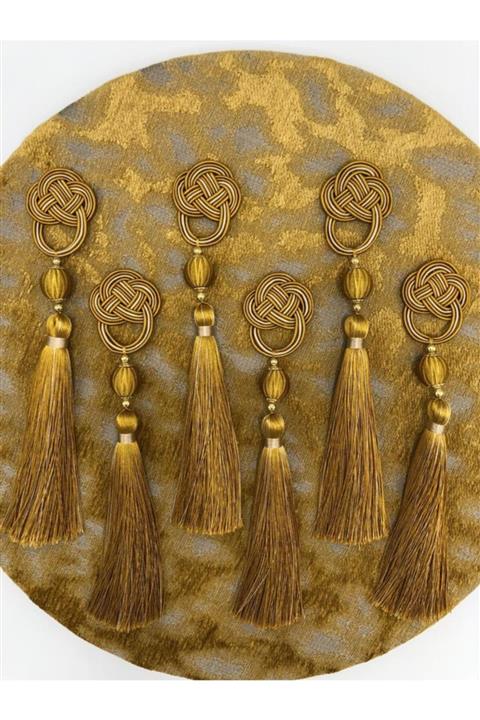 miraç tekstil Rana Püskül Model 8'li Set Gold-kapiçino Renk