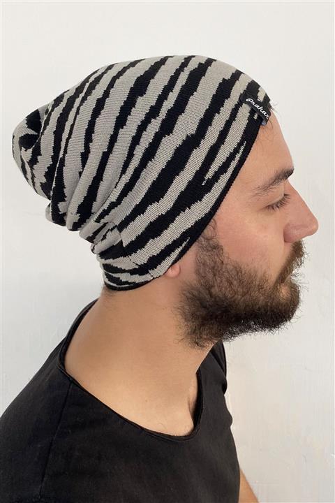 TAKIŞTIR Siyah Renk Desenli Bere