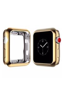 ucuzmi Apple Watch 1 2 3 4 5 6 Se Serisi ( 38mm ) 360 Tam Koruma Silikon Kılıf Premium Renk:gold