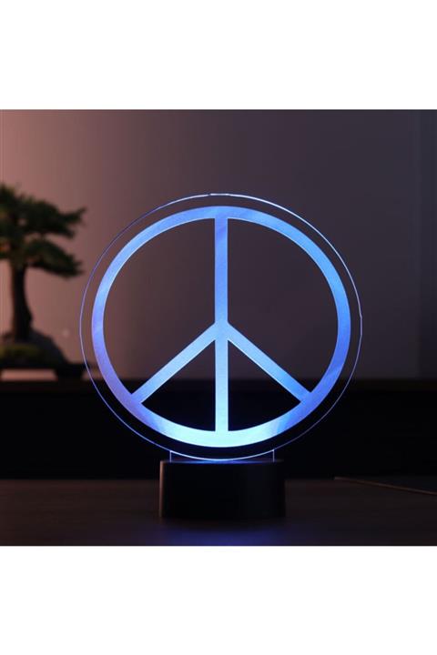BYLAMP Barış Sembolü Led Masa Lambası (7 Farklı Işık Rengi)