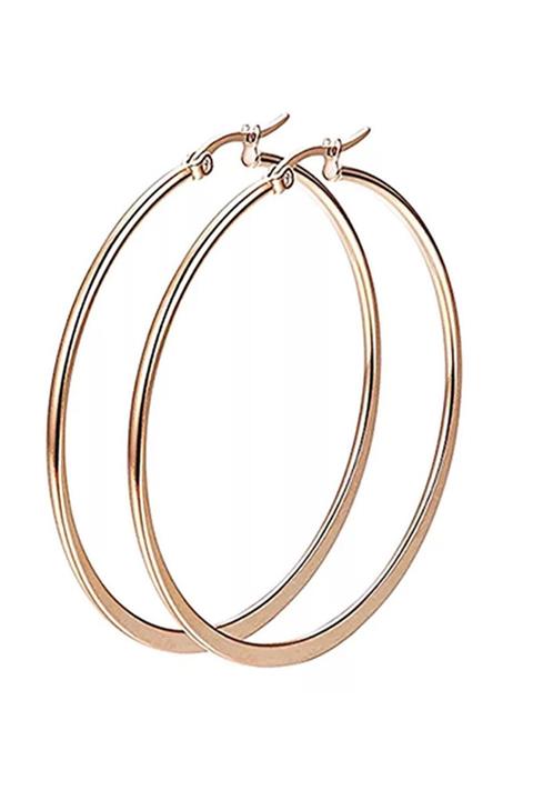 Cadının Dükkanı Çelik Kadın Halka Küpe Rose - 30 mm