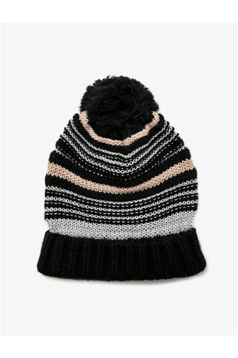 Koton Kadın Siyah Çizgili Bere 9KAK56002AA