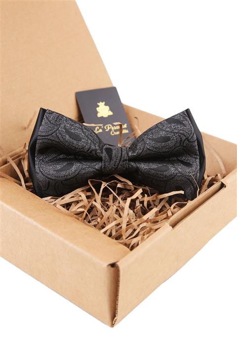 Kravatkolik Füme Şal Desen Papyon P1543