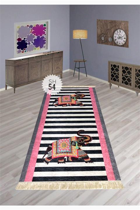 siyasastar Yeni Trend Dijital Baskılı Kaymaz Tabanlı Yolluk Halı Paspas 90x100