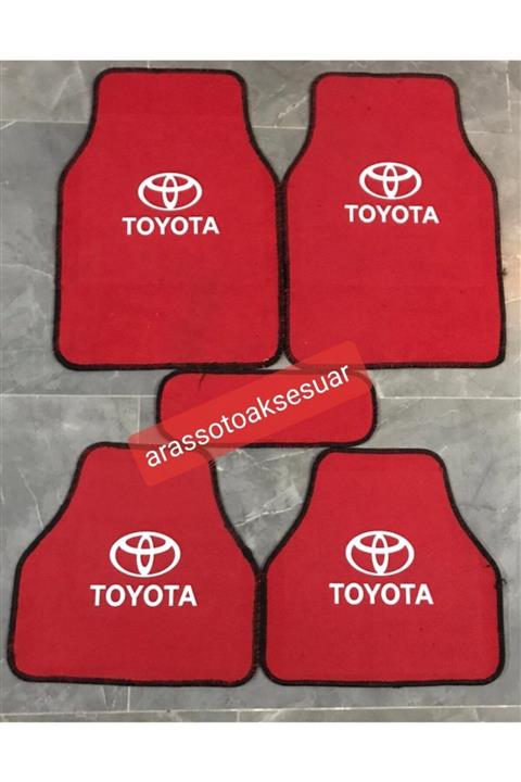 Universal Toyota Yaris Logolu Kırmızı Halı Paspas Çift Kat