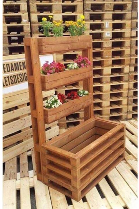 UmutHomeDesing Ahşap 4 Lü Sukulentlik Ve Saksılık.