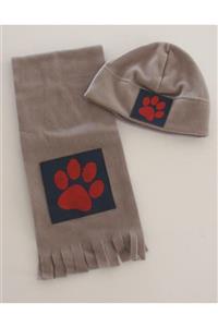 mAddog Unisex Gri Paw Print Atkı Bere Takım