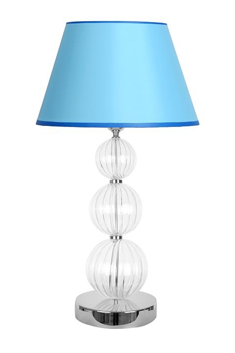 Vinner Angers Krom Ayaklı Modern Özel Tasarım Cam Abajur - Turkuaz