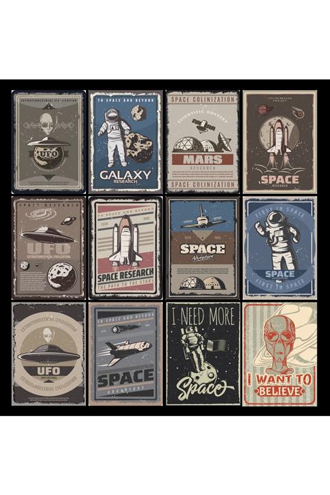 TELLGRAF Uzay Temalı Eskitilmiş Görünümlü Poster (25x35 Cm)