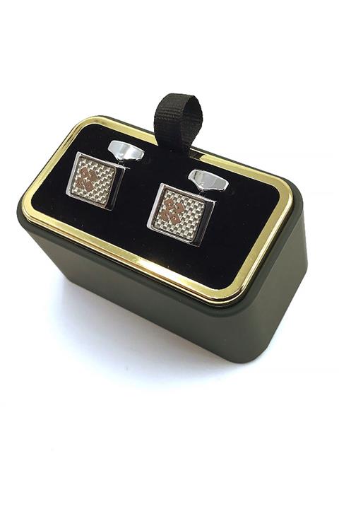 Kravatkolik Gümüş Renk Dikdörtgen Kol Düğmesi Kd1041