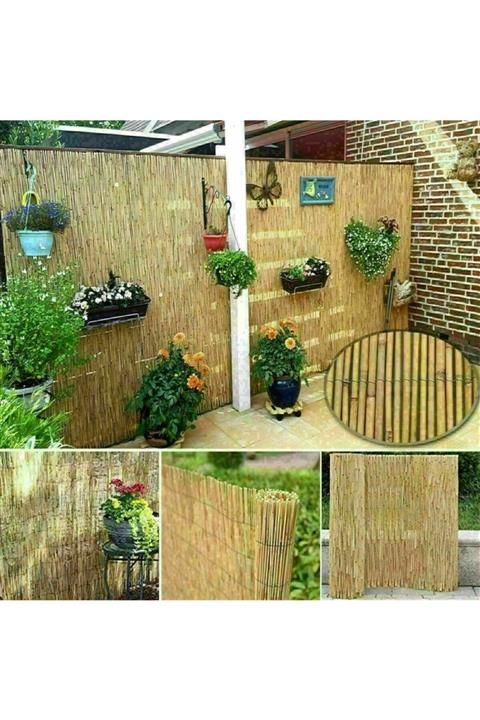 Asenya Bambu Çit Kamış Çit 1,5x4,5 M Eni 1 Metre Uzunluk 4,5 Metre Rulo Bahçe Çiti Hasır Çit