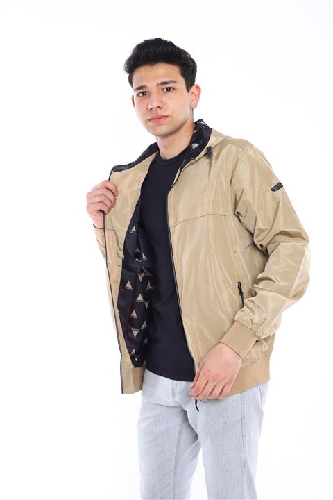 Escetic Erkek Vizon Yağmurluk - Rüzgarlık Kapişonlu Ince Mont 6569