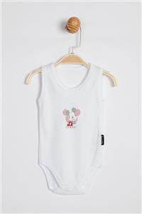 Mickey Mouse Erkek Bebek Beyaz Disney Mickey Askılı Body 15227