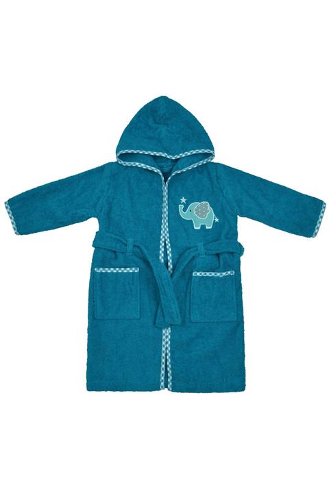 Alpar Tekstil Kapşonlu Çocuk Bornozu- petrolyeşili