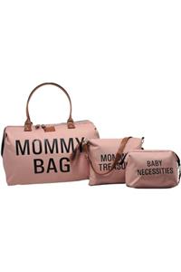 Babysi Mommy Bag Tasarım3 Lü Set Pudra Baby Anne Bebek Bakım Ve Kadın Çantası