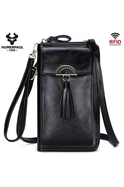 HumerPaul Ingiliz Malı Hakiki Deri Kadın Crossbody Askılı Cep Telefonu Çantası