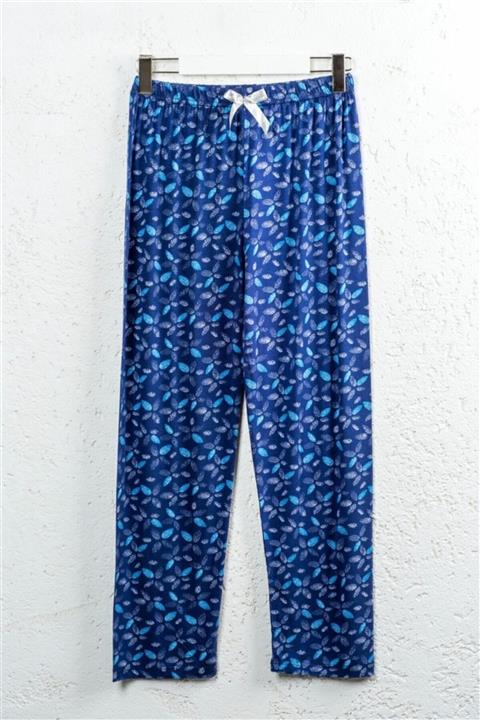 Line Smart Kadın Lacivert Desenli Viskon Rahat Lastik Bel Düz Paça Tek Alt