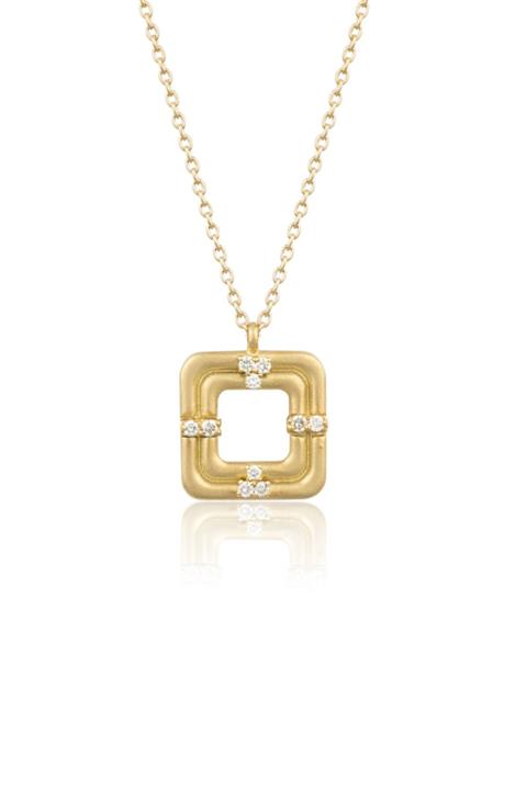 Takika Kadın Altın Rengi Kare Pusula Kolye