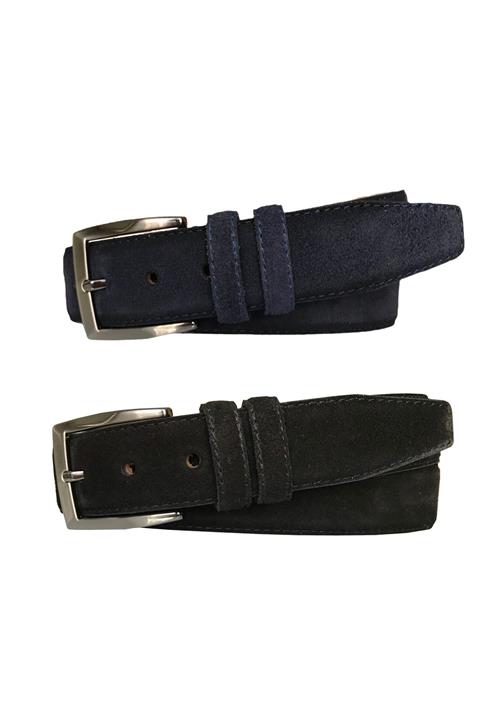 GoDeri Hakiki Kaliteli Süet Deri 2'li Set Klasik Kumaş Pantolon Kemeri Siyah Lacivert 3,5 cm