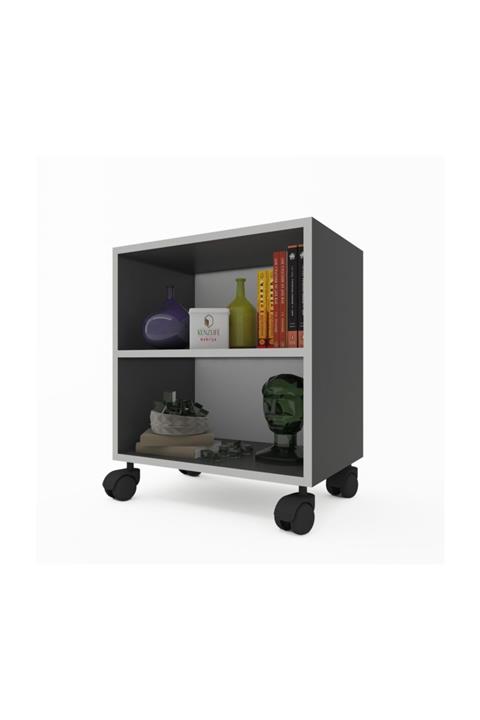 Kenzlife kitaplık beril 048*060*020 gri tekerlekli mutfak dolabı banyo ofis ayakkabılık kiler