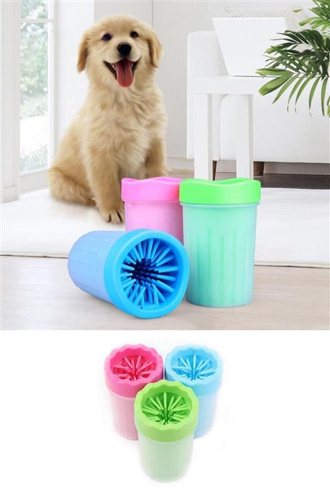 GiftMatikcenter Pati Ayak Yıkama Kovası Silikon Jel Fırçalı Kedi Köpek (küçük)
