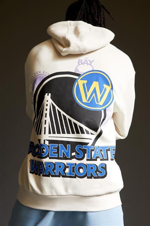 DeFacto Fit Nba Golden State Warriors Lisanslı Oversize Fit Kapüşonlu Sırt Baskılı Sweatshirt