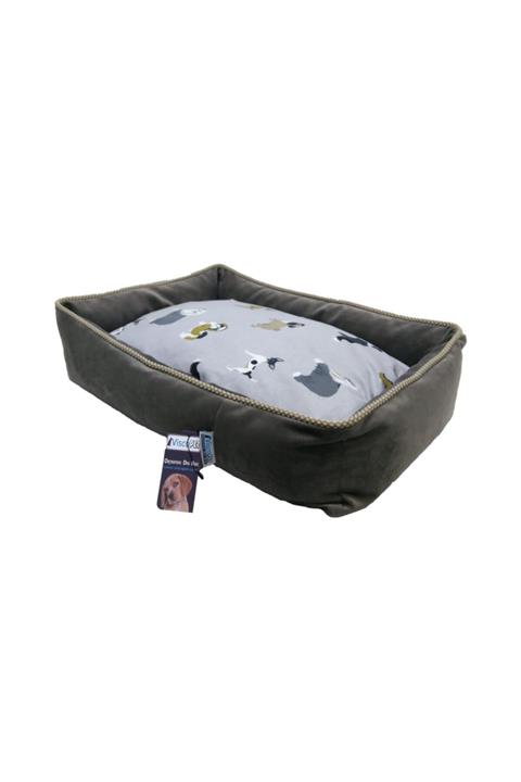 viscopet Antrasit Gri+köpek Desenli Premium Visco Dolgulu Yıkanabilir Havuz Kedi Köpek Yatağı 75x60cmx18cm