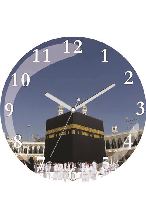 3M Islami Dini Kabe Kabemiz Hac Umre Bombeli Gerçek Cam Duvar Saati