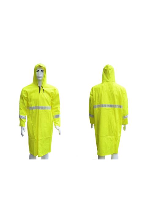 Kaptan Yağmurluk Iş Güvenlik Pardesü Neonyeşil+reflkt