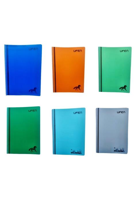 UFEN Okul Defteri Pp Kapak Spiralli Defter A4 6 Adet 120 Yaprak 3 Çizgili + 3 Kareli