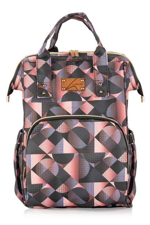 Safe Line Bordo Zigzag Buket Desen Anne Bebek Bakım Sırt Çantası