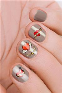 Artikel Kırmızı Kalpler Tırnak Dövmesi, Tırnak Tattoo, Nail Art, Tırnak Sticker