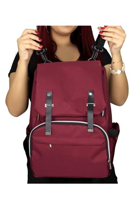 USF Unisex Bordo Bebek Bakım Çantası Lüx Anne Bebek Bakım Sırt Çantası