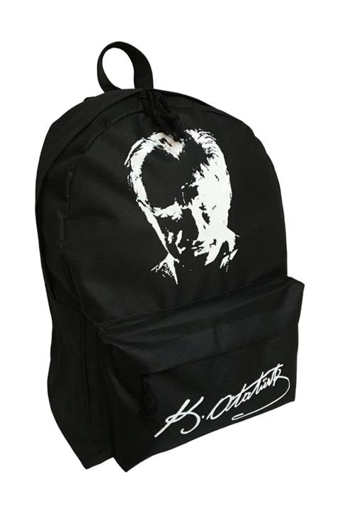 Outlet Çarşım Atatürk Imzalı Unisex Siyah Sırt Çantası
