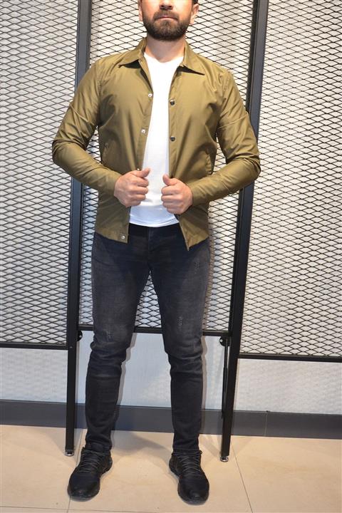 collezioneozkan Erkek Haki Düğmeli Yağmurluk