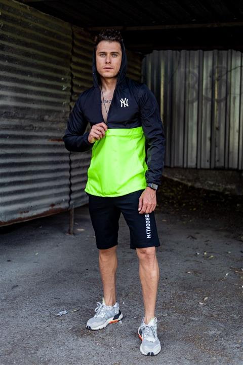 Black Sokak Erkek Yeşil Ny Baskılı Slim Fit Yağmurluk