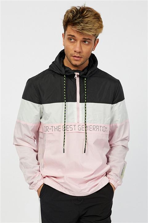 Denim Republic Erkek Pembe Kanguru Cepli Kapüşonlu Yağmurluk  Rüzgarlık